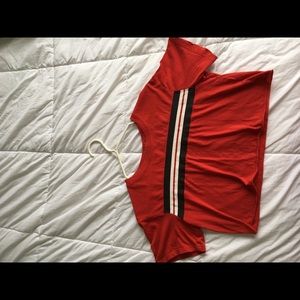 A red crop top from Garage.